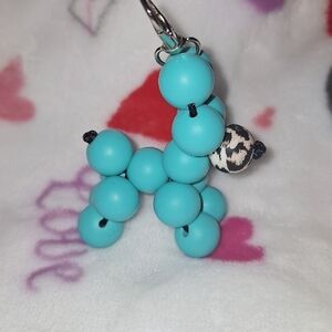 Turquoise Beaded Dog Keychain